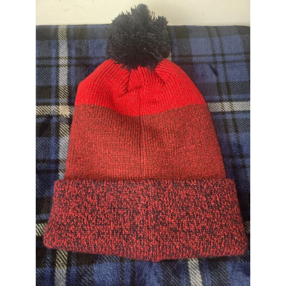 47 Brand Boston Red Sox MLB Pom Beanie Hat Red Navy Blue Knit Cuffed OSFA New